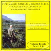 cover image for P/M Donald MacLeod MBE - Classic Collection of Piobaireachd Tutorials vol 20