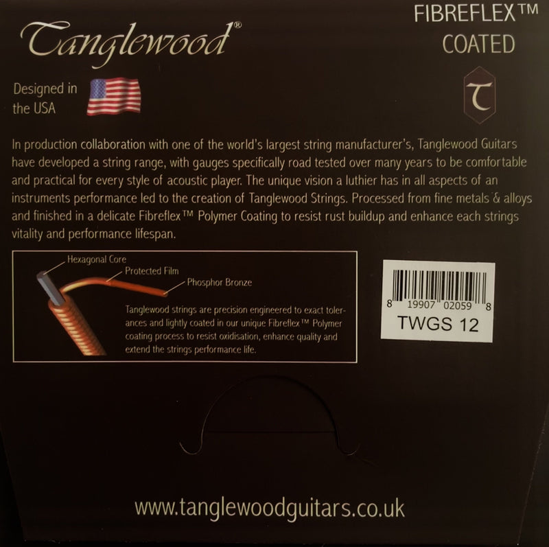 Tanglewood Flibreflex Coated Phosphor Bronze Guitar Strings 12-53 - Medium Light